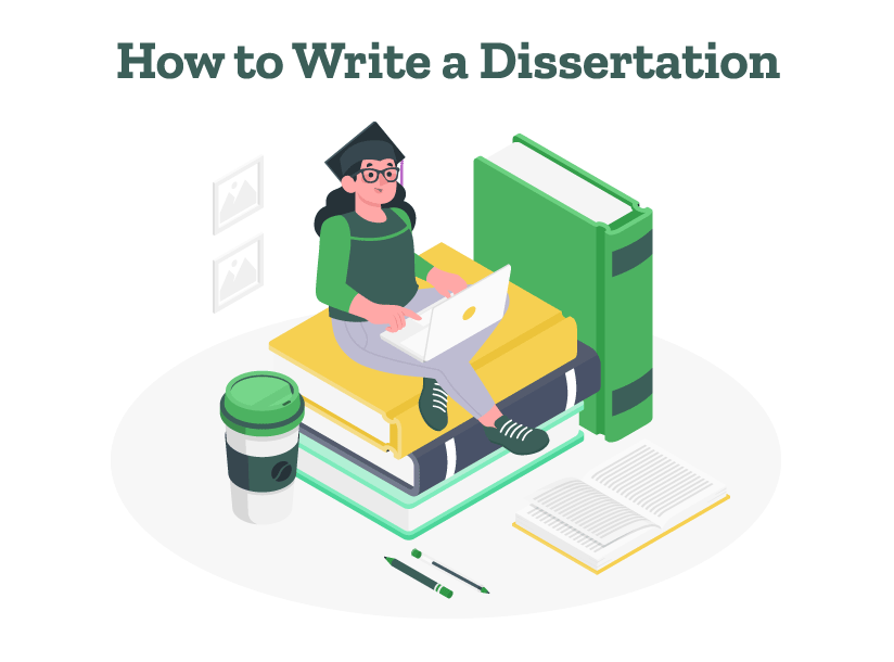 A dissertation writer is showing how to write a dissertation.