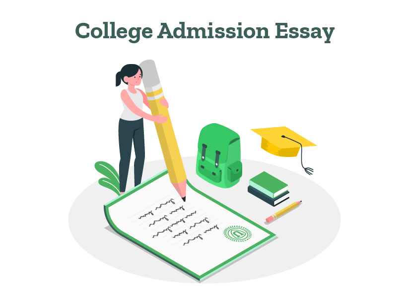 A girl is showing how to write a college admission essay.