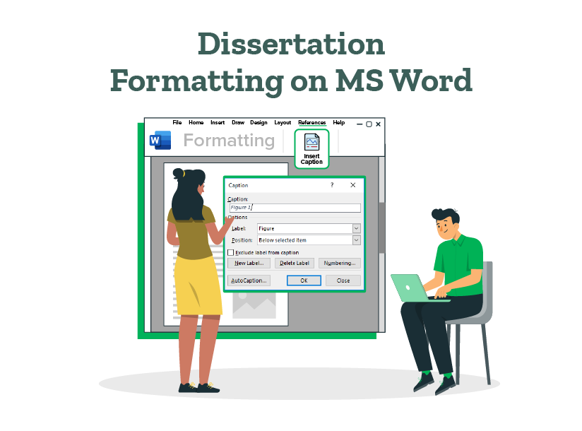 Two researchers are doing Dissertation formatting on MS word.