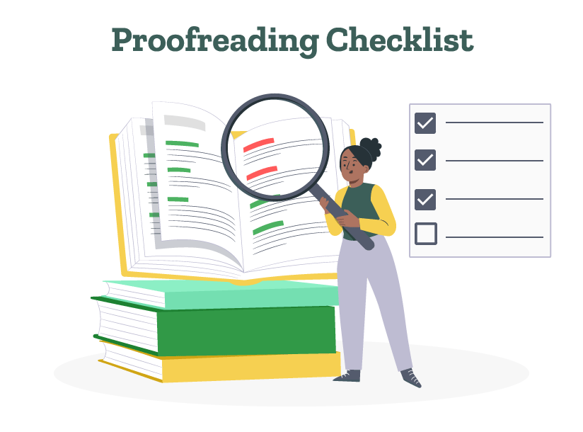 A proofreader has created a proofreading checklist