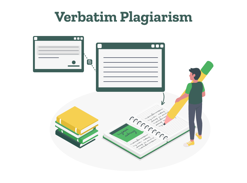A boy is showing what is verbatim plagiarism.
