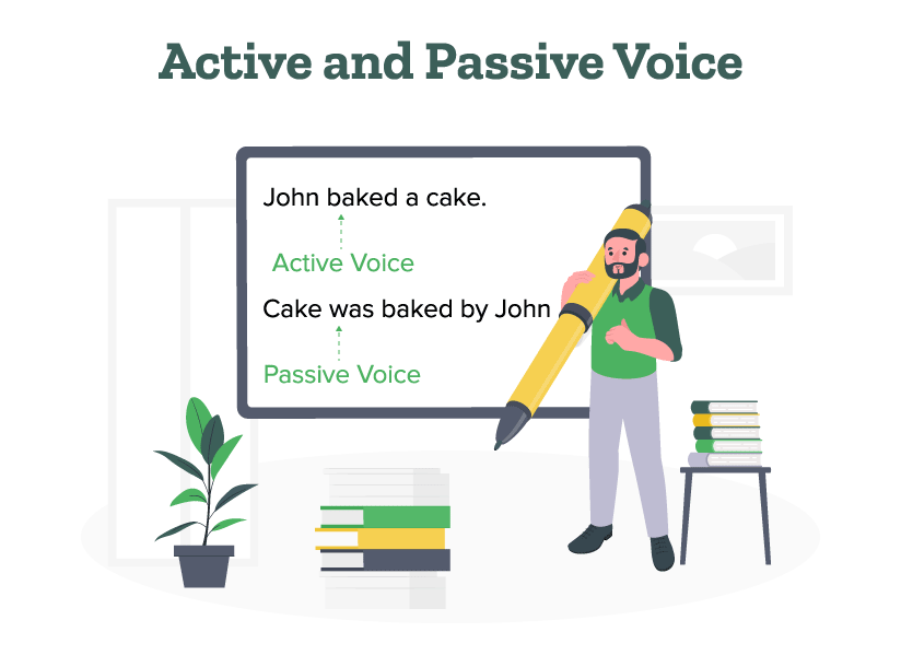 A man explains active and passive voice meaning with examples