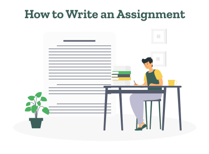 A student is showing how to write an assignment.