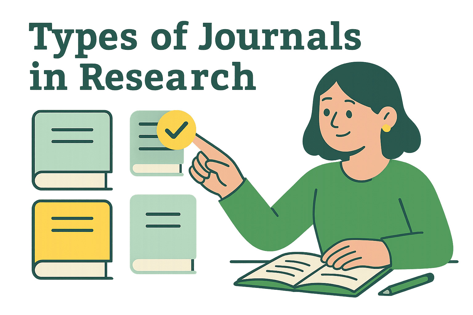 A researcher explaining the types of journals in research